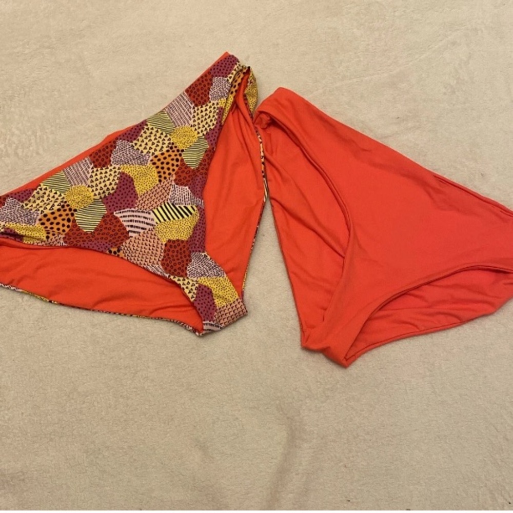 Dippin' Daisy's Coral and Patchwork Bikini Bottoms.
